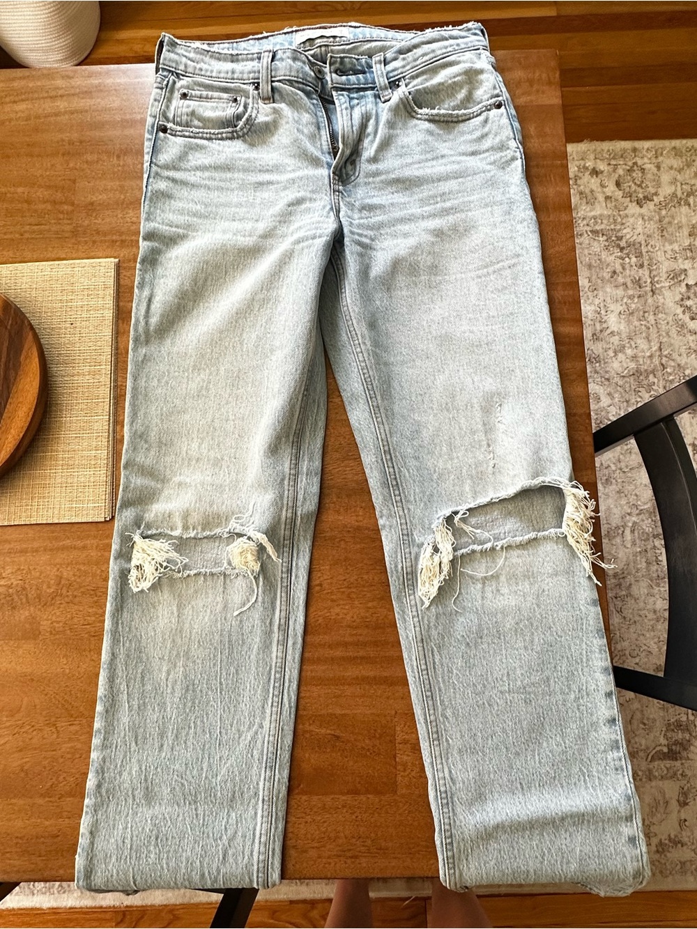 Abercrombie & Fitch Light Blue Distressed Boyfriend Jeans